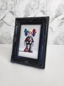 Black Ornate Frame with Graffiti Kaws Print
