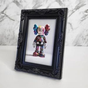 Black Ornate Frame with Graffiti Kaws Print