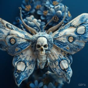 Porcelain Series Insecta Moth Skull Print
