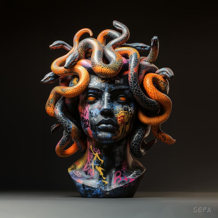 Graffiti Medusa Print - PikPoket. Mini Prints, Enamel Pins +